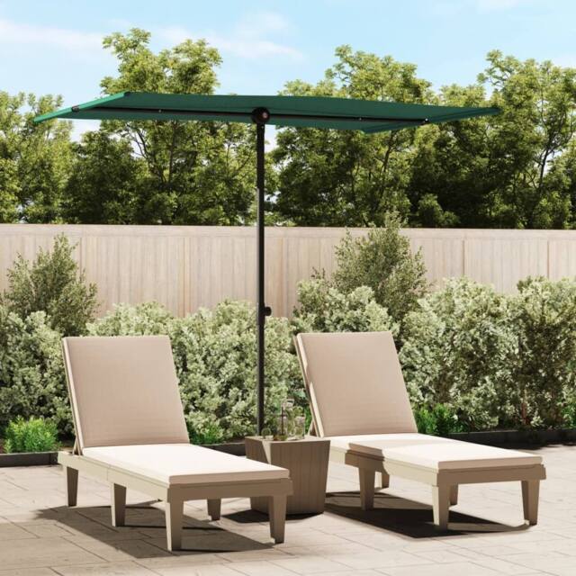 Berkfield Home Outdoor Parasol with Aluminium Pole 2x1.5 m Green - image 1