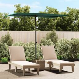 Berkfield Home Outdoor Parasol with Aluminium Pole 2x1.5 m Green - thumbnail 1