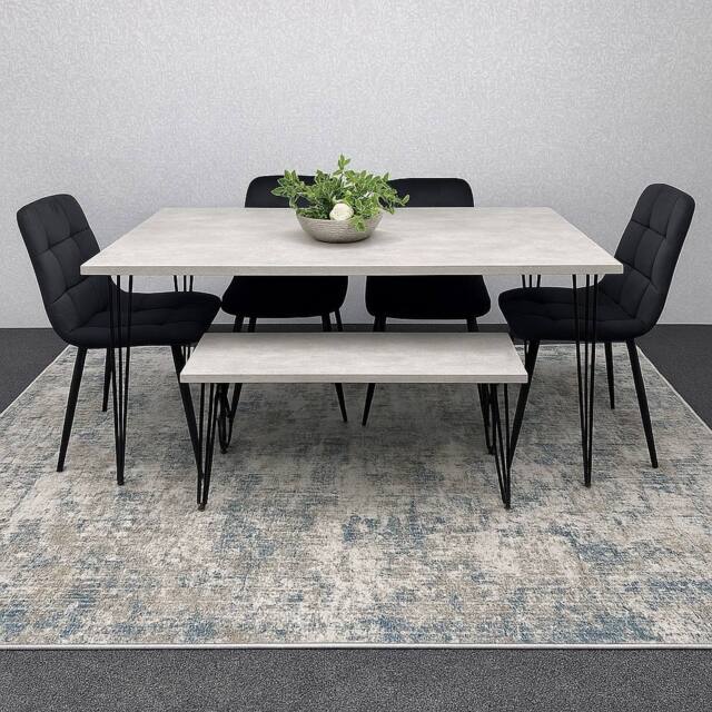 KOSY KOALA Dining Table With 4 Chairs Modern Dining Table Set With 4 Black Chairs & 1 Bench Dining Room Furniture in Brown - image 1