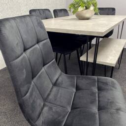 KOSY KOALA Dining Table With 4 Chairs Modern Dining Table Set With 4 Black Chairs & 1 Bench Dining Room Furniture in Brown - thumbnail 9