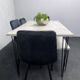 KOSY KOALA Dining Table With 4 Chairs Modern Dining Table Set With 4 Black Chairs & 1 Bench Dining Room Furniture in Brown - thumbnail 2