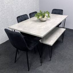 KOSY KOALA Dining Table With 4 Chairs Modern Dining Table Set With 4 Black Chairs & 1 Bench Dining Room Furniture in Brown - thumbnail 8