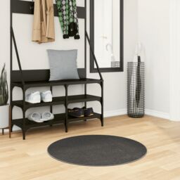 Berkfield Home Rug IZA Short Pile Scandinavian Look Anthracite √ò 80 cm in Black - Size: Medium - thumbnail 1