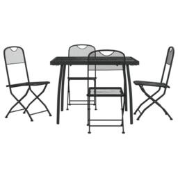 Berkfield Home 5 Piece Garden Dining Set Anthracite Metal Mesh in Black - thumbnail 2