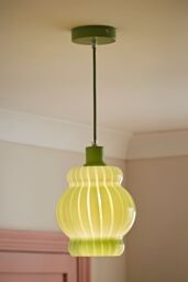 ValueLights Taffy Stripe Green Glass Pendant Ceiling Light in Pale Green - thumbnail 1