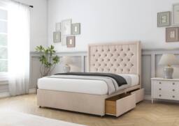 "Sloomy Amberley Naples Divan Bed Base No Drawers With 26"" Strutted Headboard & 12"" Matching Footboard in Black - Size: Small Double" - thumbnail 4
