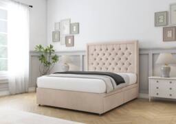 "Sloomy Amberley Naples Divan Bed Base No Drawers With 26"" Strutted Headboard & 12"" Matching Footboard in Black - Size: Small Double" - thumbnail 3