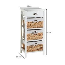 FORGEVIO Cabinet 1 Drawer & 3 Woven Baskets Lined Fabric Hallway White - thumbnail 2