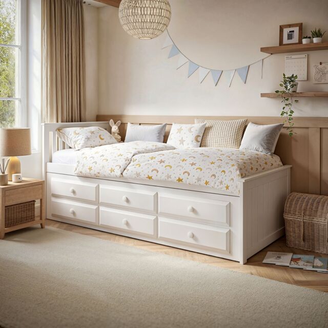 Flair Montana Captains Bed with Drawers in White - Size: Single - image 1