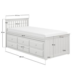 Flair Montana Captains Bed with Drawers in White - Size: Single - thumbnail 7