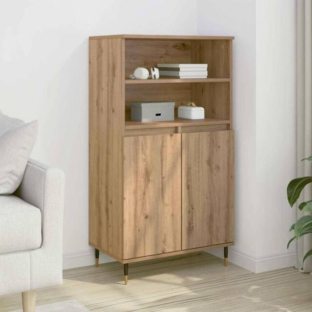 Berkfield Home Highboard Artisian Oak 60x36x110 cm Engineered Wood in Brown - Size: 60 x 36 x 110 cm - image 1