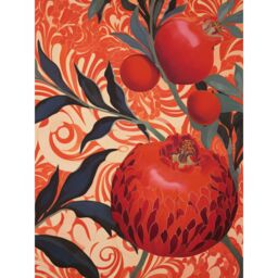 "Artery8 Wall Art Print Pomegranate Tree Grove Red & Blue Artwork Floral Patterns Poster - Size: W24"" x H32""" - thumbnail 1