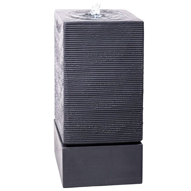 Primrose Square Column Water Feature Effect Lights Outdoor Garden Fountain in Grey - image 1