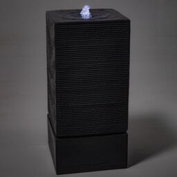 Primrose Square Column Water Feature Effect Lights Outdoor Garden Fountain in Grey - thumbnail 3