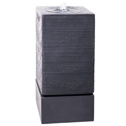 Primrose Square Column Water Feature Effect Lights Outdoor Garden Fountain in Grey - thumbnail 1