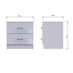 EONLION 2 Drawer Grey Gloss Bedside Cabinet Modern Bedroom Furniture - thumbnail 2