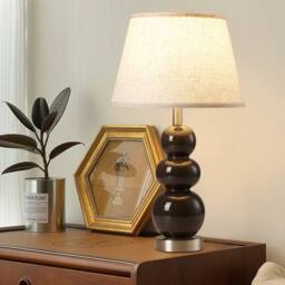 Garwarm 2pcs 62.4cm Grey Ceramic Table Lamp With USB Ports & Bulb Included in Black - thumbnail 1