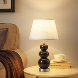 Garwarm 2pcs 62.4cm Grey Ceramic Table Lamp With USB Ports & Bulb Included in Black - thumbnail 5