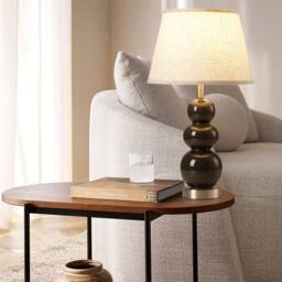 Garwarm 2pcs 62.4cm Grey Ceramic Table Lamp With USB Ports & Bulb Included in Black - thumbnail 3