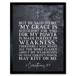 Artery8 Wall Art Print 2 Corinthians 12:9 Made Perfect in Weakness Christs Power Rests in Me Christian Bible Verse Quote Scripture Typography Art - thumbnail 1
