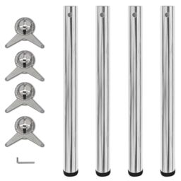 Berkfield Home 4 Height Adjustable Table Legs Chrome 710 mm in Silver - thumbnail 1