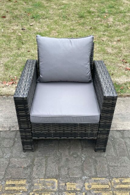 Fimous High Back Rattan Single Arm Chair Thick Seat & Back Cushion in Dark Grey - image 1
