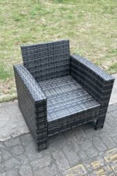 Fimous High Back Rattan Single Arm Chair Thick Seat & Back Cushion in Dark Grey - thumbnail 4