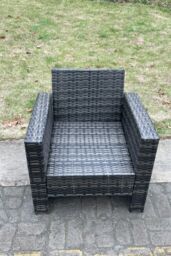 Fimous High Back Rattan Single Arm Chair Thick Seat & Back Cushion in Dark Grey - thumbnail 5