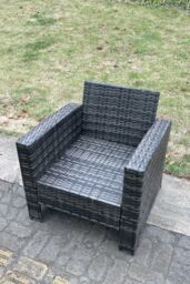 Fimous High Back Rattan Single Arm Chair Thick Seat & Back Cushion in Dark Grey - thumbnail 6