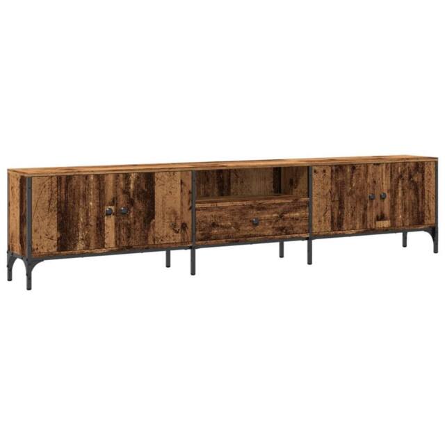 Berkfield Home TV Cabinet with Drawer Old Wood 200x25x44 cm Engineered Wood in Brown - Size: 200 x 25 x 44 cm - image 1