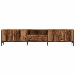 Berkfield Home TV Cabinet with Drawer Old Wood 200x25x44 cm Engineered Wood in Brown - Size: 200 x 25 x 44 cm - thumbnail 4