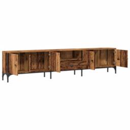 Berkfield Home TV Cabinet with Drawer Old Wood 200x25x44 cm Engineered Wood in Brown - Size: 200 x 25 x 44 cm - thumbnail 5