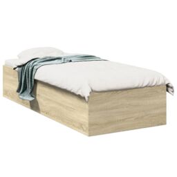 Berkfield Home Bed Frame without Mattress Sonoma Oak 90x190 cm Single in Brown - thumbnail 1