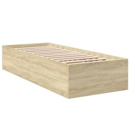 Berkfield Home Bed Frame without Mattress Sonoma Oak 90x190 cm Single in Brown - thumbnail 2