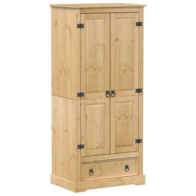 Berkfield Home Wardrobe Corona 76x50x170 cm Solid Wood Pine in Light Tan - Size: 76 x 50 x 170 cm - image 1