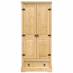 Berkfield Home Wardrobe Corona 76x50x170 cm Solid Wood Pine in Light Tan - Size: 76 x 50 x 170 cm - thumbnail 4