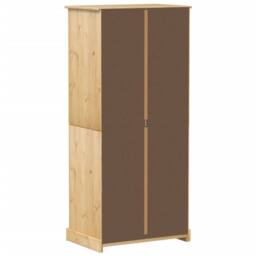 Berkfield Home Wardrobe Corona 76x50x170 cm Solid Wood Pine in Light Tan - Size: 76 x 50 x 170 cm - thumbnail 6
