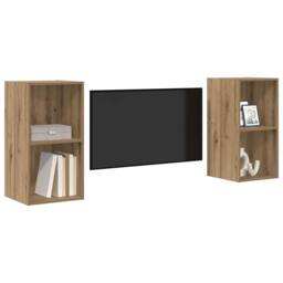 Berkfield Home Wall TV Cabinet 2 pcs Artisan oak 37 x 37 x 72 cm in Brown - thumbnail 1