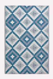 Homescapes Luxury Outdoor Rug Waterproof Reversible for Garden, Blue Mia Aztec - Size: 180 cm x 270 cm