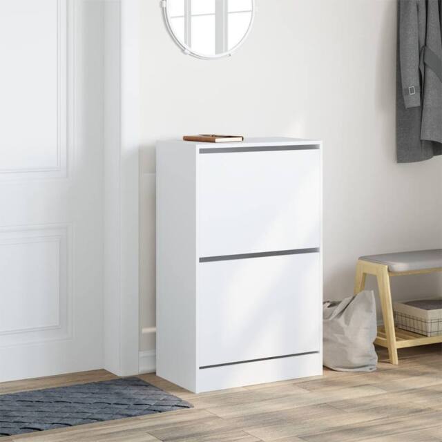 Berkfield Home Shoe Cabinet White 60x34x96.5 cm Engineered Wood - image 1