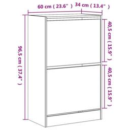 Berkfield Home Shoe Cabinet White 60x34x96.5 cm Engineered Wood - thumbnail 9