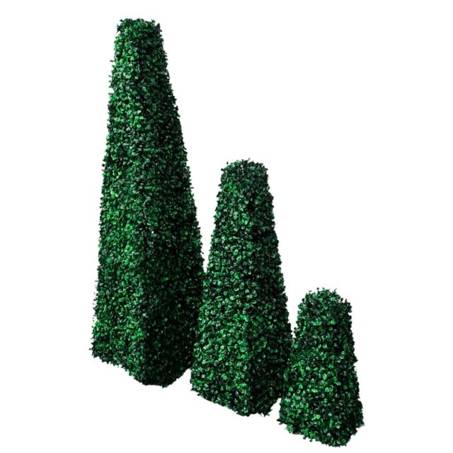 Berkfield Home Set of 3 Artificial Boxwood Pyramid Topiary in Green - image 1
