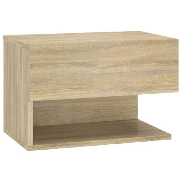 Berkfield Home Wall-mounted Bedside Cabinet Sonoma Oak in Brown - image 1