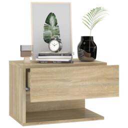 Berkfield Home Wall-mounted Bedside Cabinet Sonoma Oak in Brown - thumbnail 4