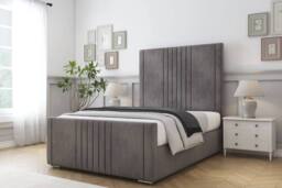 "Sloomy Harrington Naples Frame-Mattress - 50"" Upholstered Headboard in Grey - Size: King" - thumbnail 2
