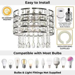 EONLION Acrylic Crystal Cylinder Ceiling Shade in Clear - thumbnail 3