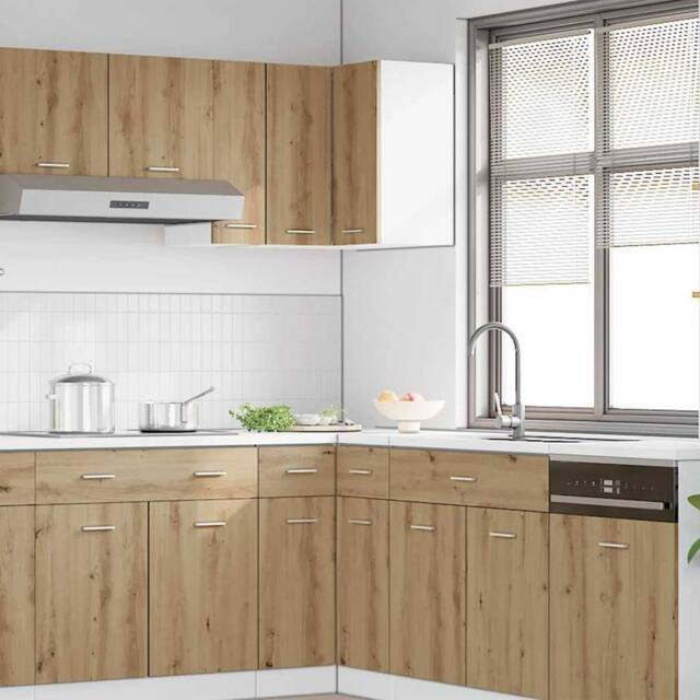 Berkfield Home Hanging Corner Cabinet Lyon Artisan Oak 57x57x60 cm Engineered Wood in Brown - Size: 57 x 57 x 60 cm - image 1