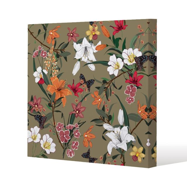 Benjamin Tate Design Selection Of Flowers (Canvas Print) / 77 x 77 x 4cm in Natural - Size: 77 x 77 x 4 cm - image 1
