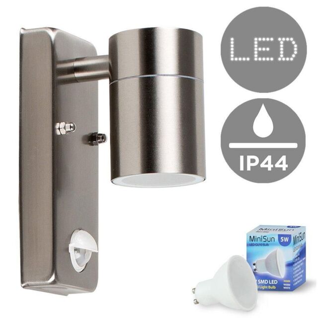 ValueLights Barrow PIR Silver IP44 Outdoor Wall Downlight with 5w LED Bulb - image 1