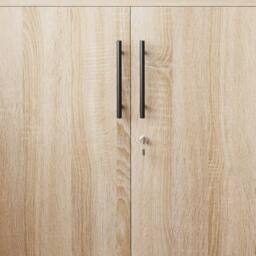 Moderna 2 Door Locking Office Storage Cabinet Wooden Filing Cupboard Oak in Brown - thumbnail 5